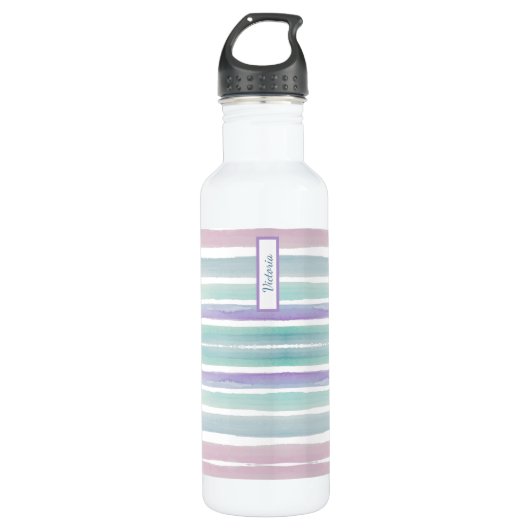 Cute Pattern Colorful Stripes Pink Blue Waterfles (Voorkant)
