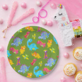 Cute Pattern for Kids Green Baby Dinosaur Birthday Papieren Bordje (Feest)