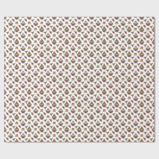 Cute Pattern Hondenras Pug Cadeaupapier (Vlak)