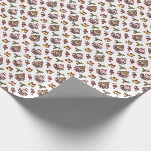 Cute Pattern Hondenras Pug Cadeaupapier (Hoek)