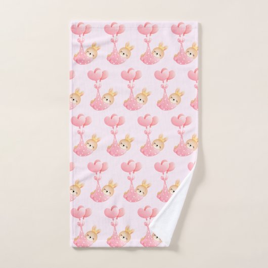 Cute Pattern met Baby Bunny in een Heart Blanket Bad Handdoek (Handdoek)