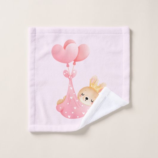 Cute Pattern met Baby Bunny in een Heart Blanket Bad Handdoek (Wasdoekje)