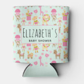 Cute Pattern met Happy Animals & Toys Baby shower Blikjeskoeler (Voorkant)