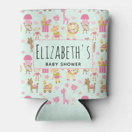 Cute Pattern met Happy Animals & Toys Baby shower Blikjeskoeler
