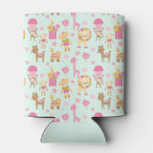 Cute Pattern met Happy Animals & Toys Baby shower Blikjeskoeler (Achterkant)