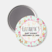 Cute Pattern met Happy Animals & Toys Baby shower Magneet (Voorkant / Achterkant)