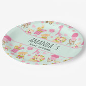 Cute Pattern met Happy Animals & Toys Baby shower Papieren Bordje (Gekanteld)