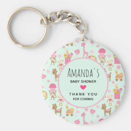 Cute Pattern met Happy Animals & Toys Baby shower Sleutelhanger