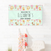 Cute Pattern met Happy Animals & Toys Baby shower Spandoek (Insitu)