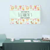 Cute Pattern met Happy Animals & Toys Baby shower Spandoek (Beurs)