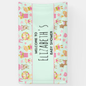 Cute Pattern met Happy Animals & Toys Baby shower Spandoek (Verticaal)