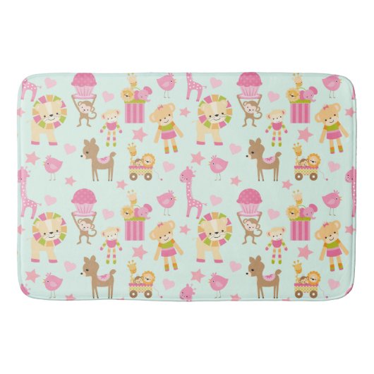 Cute Pattern met Happy Animals & Toys Badmat (Voorkant)