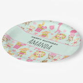 Cute Pattern met Happy Animals & Toys Birthday Papieren Bordje (Gekanteld)