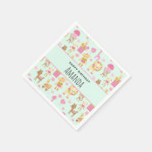 Cute Pattern met Happy Animals & Toys Birthday Servet (Hoek)