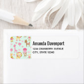 Cute Pattern met Happy Animals & Toys Etiket (Insitu)