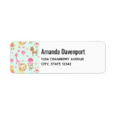 Cute Pattern met Happy Animals & Toys Etiket (Voorkant)