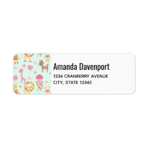 Cute Pattern met Happy Animals & Toys Etiket