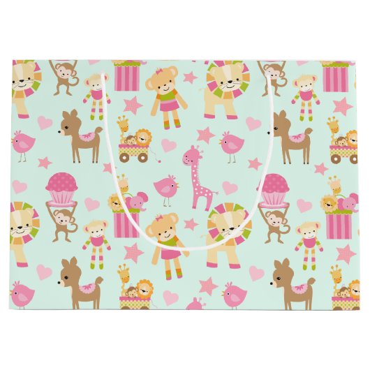 Cute Pattern met Happy Animals & Toys Groot Cadeauzakje (Voorkant)