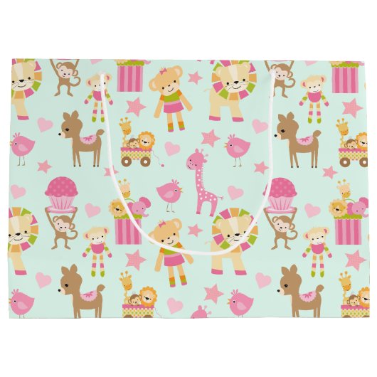 Cute Pattern met Happy Animals & Toys Groot Cadeauzakje (Achterkant)