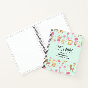Cute Pattern met Happy Animals & Toys Guest Book Notitieboek