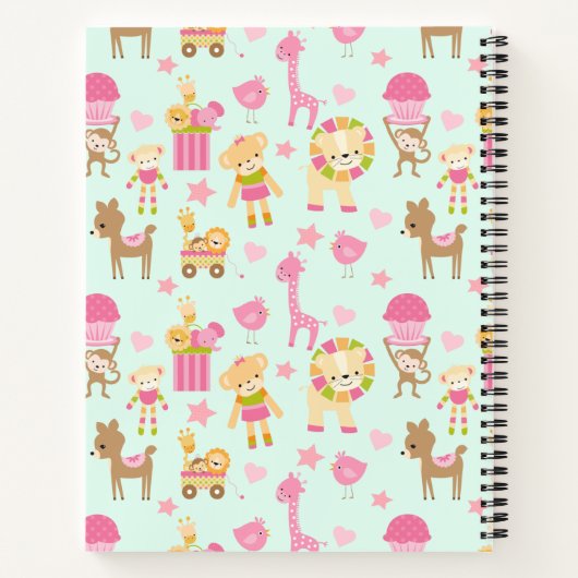 Cute Pattern met Happy Animals & Toys Guest Book Notitieboek (Achterkant)