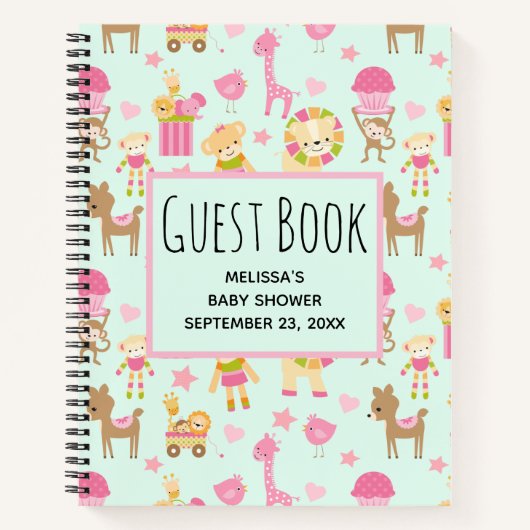 Cute Pattern met Happy Animals & Toys Guest Book Notitieboek (Voorkant)