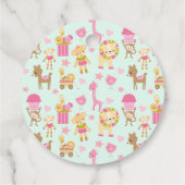 Cute Pattern met Happy Animals & Toys Hartelijk da Bedankjes Labels (Achterkant)