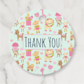 Cute Pattern met Happy Animals & Toys Hartelijk da Bedankjes Labels (Voorkant)