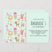 Cute Pattern met Happy Animals & Toys Kaart (Voorkant / Achterkant)