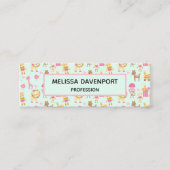 Cute Pattern met Happy Animals & Toys Mini Visitekaartje (Voorkant)