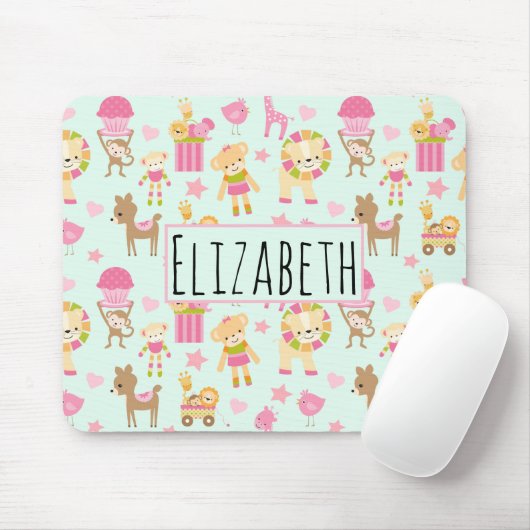 Cute Pattern met Happy Animals & Toys Muismat (Met muis)
