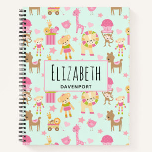 Cute Pattern met Happy Animals & Toys Notitieboek
