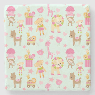Cute Pattern met Happy Animals & Toys Stenen Onderzetter