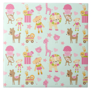 Cute Pattern met Happy Animals & Toys Tegeltje