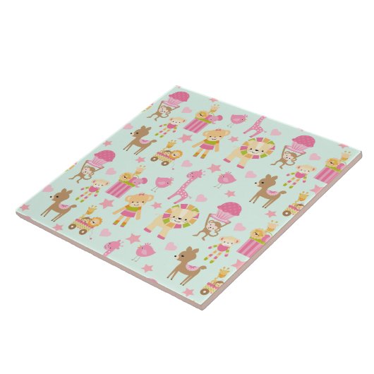 Cute Pattern met Happy Animals & Toys Tegeltje (Zijkant)