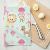 Cute Pattern met Happy Animals & Toys Theedoek (Quarter Fold)