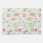 Cute Pattern met Happy Animals & Toys Theedoek (Horizontaal)