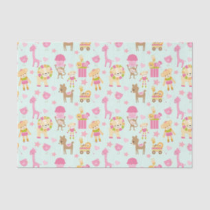 Cute Pattern met Happy Animals & Toys Tissuepapier