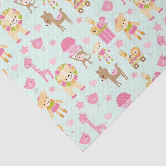 Cute Pattern met Happy Animals & Toys Tissuepapier (Detail)