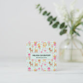 Cute Pattern met Happy Animals & Toys Vierkante Visitekaartje (Staand voorkant)
