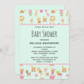 Cute Pattern met Nursery Animals Baby shower Kaart (Voorkant / Achterkant)