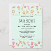 Cute Pattern met Nursery Animals Baby shower Kaart (Voorkant)