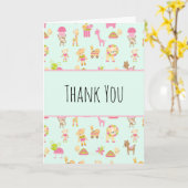 Cute Pattern met Nursery Animals & Toys Hartelijk  Kaart (Gele Bloem)