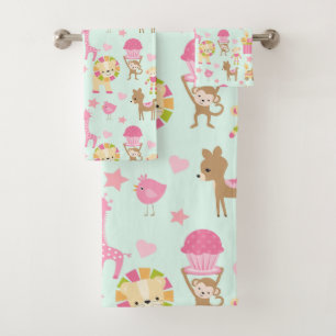 Cute Pattern met Whimsical Animals & Toys Bad Handdoek