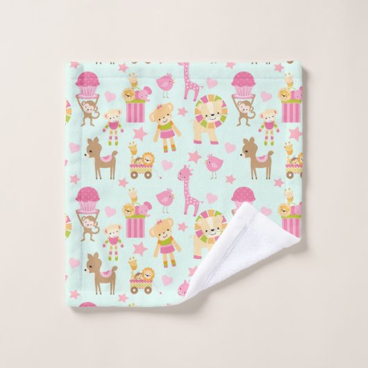 Cute Pattern met Whimsical Animals & Toys Bad Handdoek (Wasdoekje)