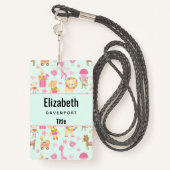 Cute Pattern met Whimsical Animals & Toys Badge (Achterkant met draagriem)