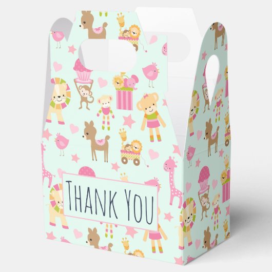 Cute Pattern met Whimsical Animals & Toys Bedankdoosjes (Geopend)
