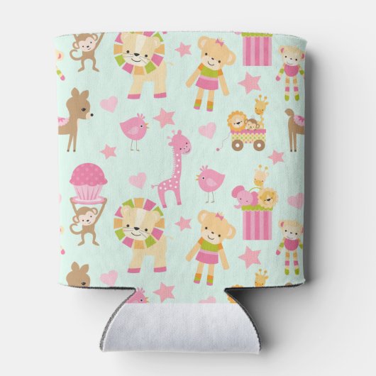 Cute Pattern met Whimsical Animals & Toys Blikjeskoeler (Achterkant)