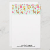 Cute Pattern met Whimsical Animals & Toys Briefpapier (Voorkant / Achterkant)