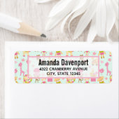 Cute Pattern met Whimsical Animals & Toys Etiket (Insitu)